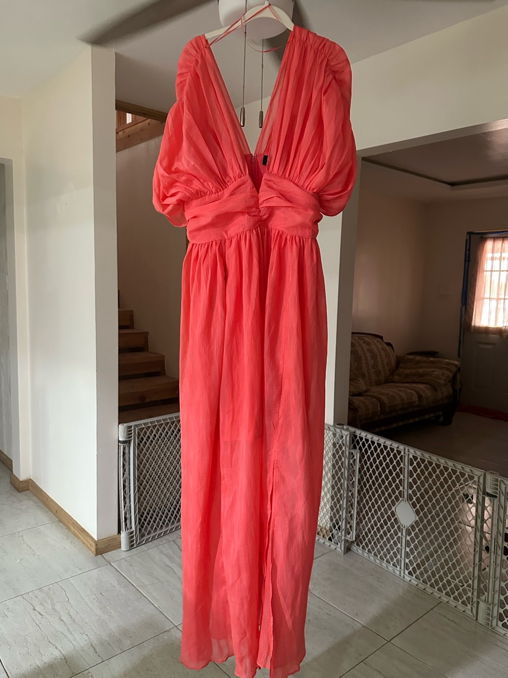Vici Red Sheer V-Neck Maxi Dress